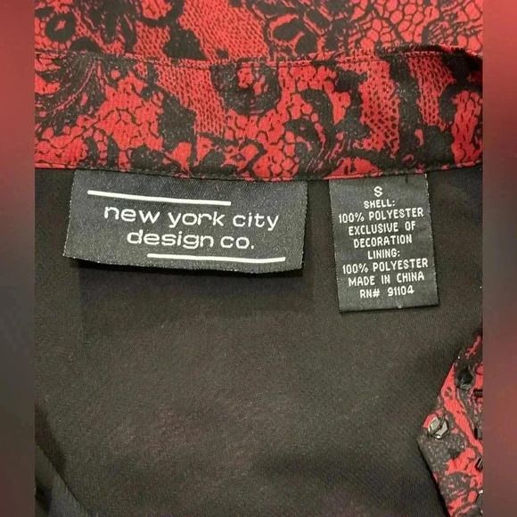 New York City Design Co. Black & Red Paisley Semi See Thru Slit Neck Midi Dress - Picture 5 of 5